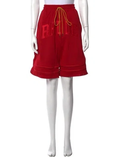 Pre-owned Rhude Graphic Print Knee-length Shorts W/ Tags In Red