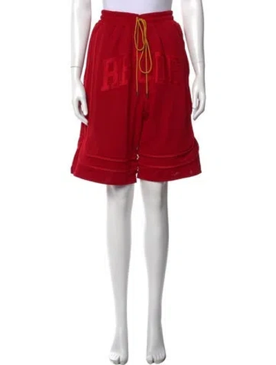 Pre-owned Rhude Graphic Print Knee-length Shorts W/ Tags In Red