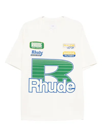 Rhude Graphic-print Logo-detail T-shirt In White