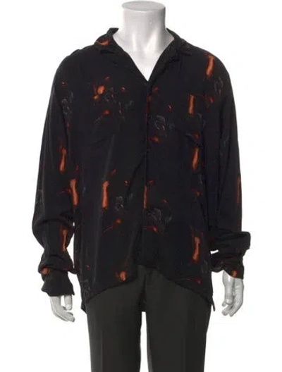 Pre-owned Rhude Graphic Print Long Sleeve Shirt In Black