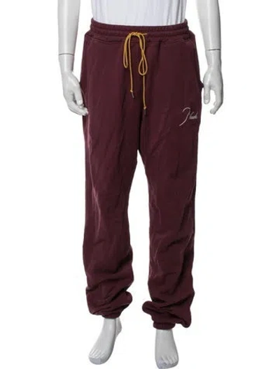 Pre-owned Rhude Graphic Print Lounge Bottoms In Burgundy