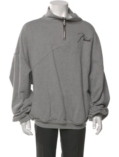 Pre-owned Rhude Graphic Print Mock Neck Sweatshirt In Grey