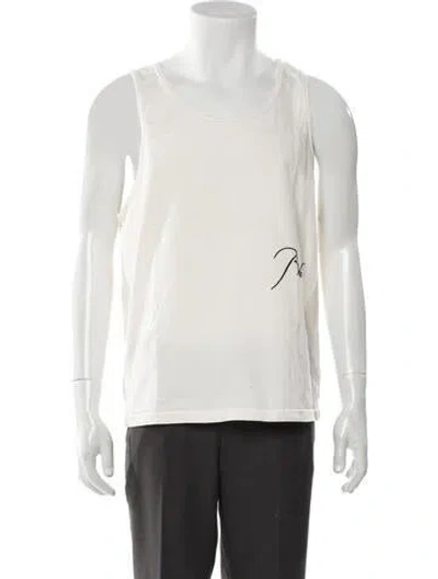 Pre-owned Rhude Graphic Print Scoop Neck T-shirt In White