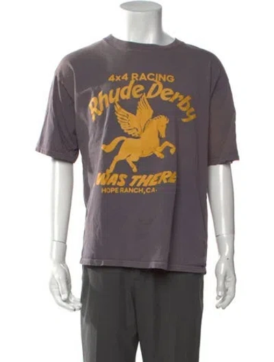 Pre-owned Rhude Graphic Print Short Sleeve In Grey