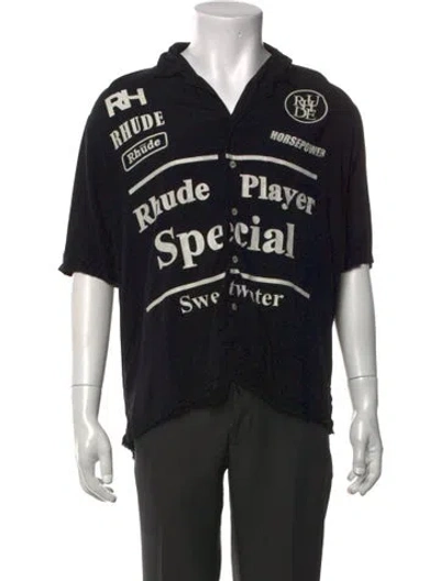 Pre-owned Rhude Graphic Print Short Sleeve Shirt In Black