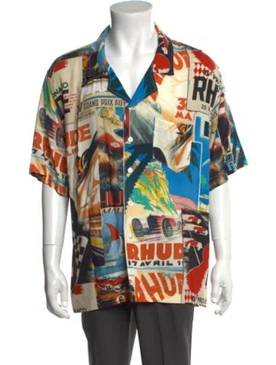 Pre-owned Rhude Graphic Print Short Sleeve Shirt In Blue