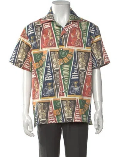 Pre-owned Rhude Graphic Print Short Sleeve Shirt In Multicolor