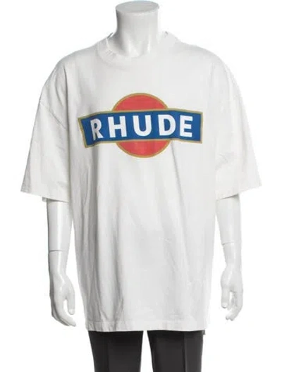Pre-owned Rhude Graphic Print Short Sleeve In White