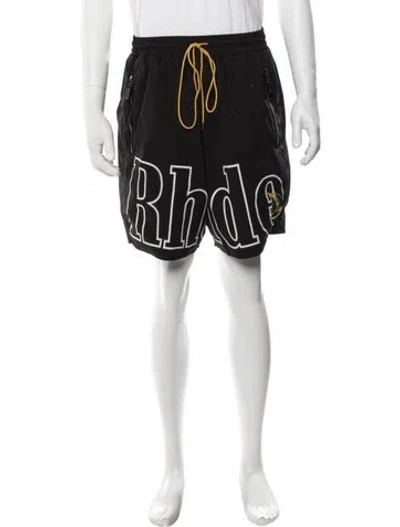Pre-owned Rhude Graphic Print Shorts In Black