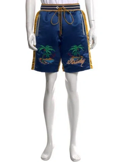 Pre-owned Rhude Graphic Print Shorts In Blue
