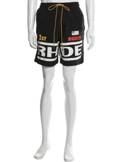 Pre-owned Rhude Graphic Print Shorts W/ Tags In Black