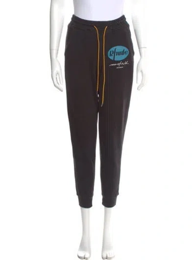 Pre-owned Rhude Graphic Print Skinny Leg Pants In Gray