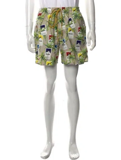 Pre-owned Rhude Graphic Print Swim Trunks In Green