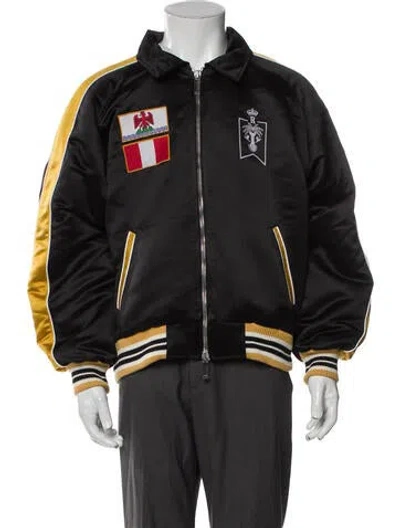 Pre-owned Rhude Graphic Print Varsity Jacket W/ Tags In Black