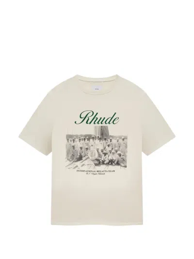 Rhude Virgin Islands Script Printed Cotton T-shirt In Animal Print