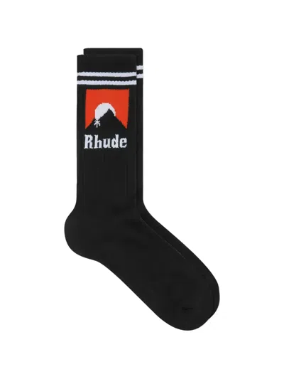 Rhude Graphic Socks In Black