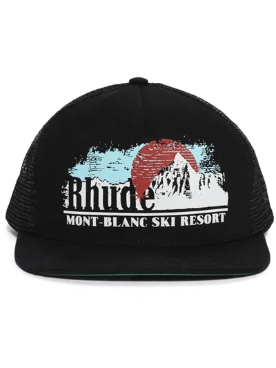 Rhude Graphic-stamp Cap In Black