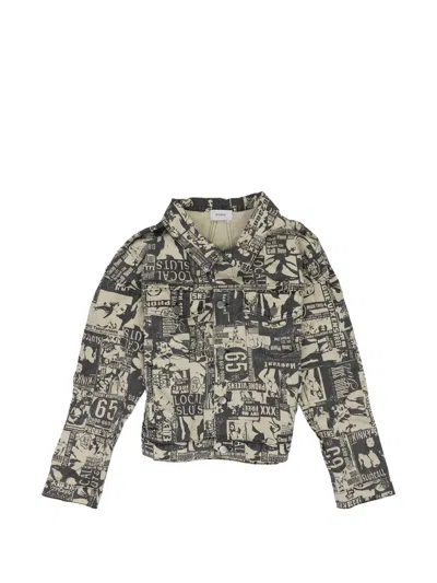 Rhude Graphic-print Denim Jacket In Gray