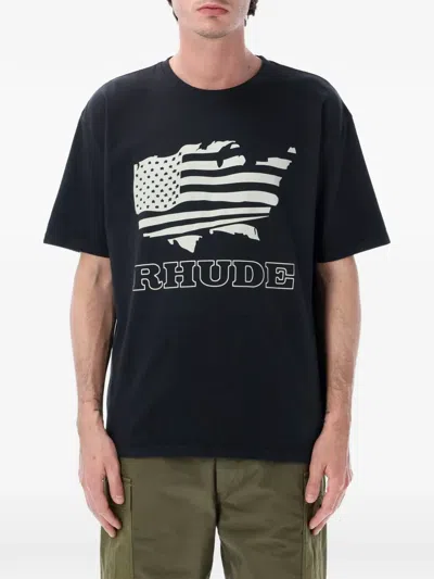 Rhude American Banner Graphic Cotton Jersey T-shirt In Black
