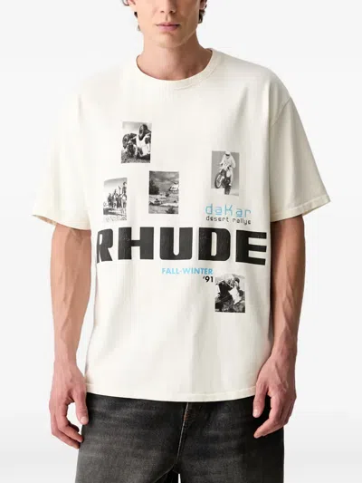 Rhude Graphic-print Logo-print T-shirt In White