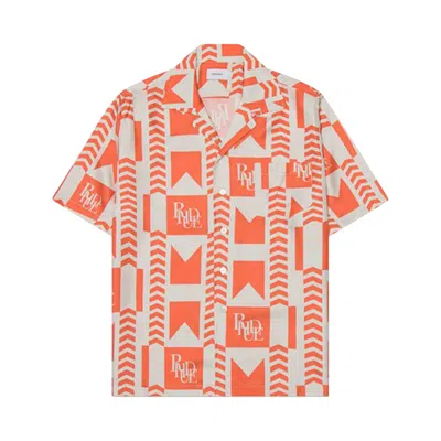 Pre-owned Rhude Grasse Button Up Shirt 'orange/ivory' | Men's Size Xs