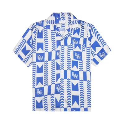 Pre-owned Rhude Grasse Silk Shirt 'blue/ivory' In Multi-color