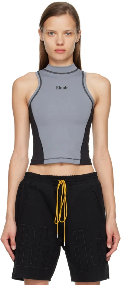 Rhude Gray Overlock Stitch Top In 0553 Grey/black