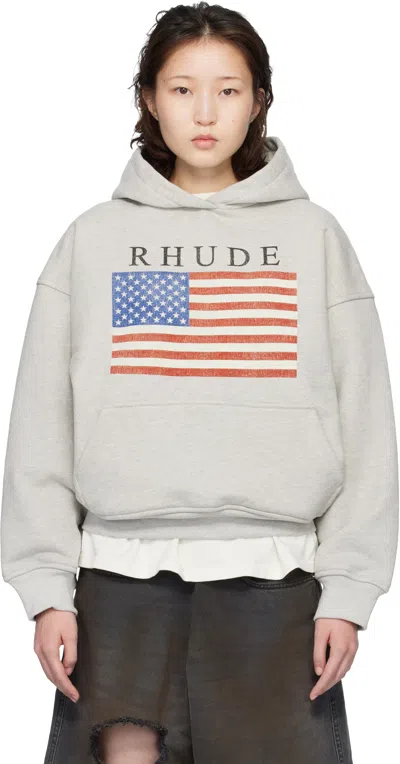 Rhude Gray Usa Flag Hoodie