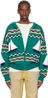 Rhude Green Bateau Hoodie In Emerald/creme/navy