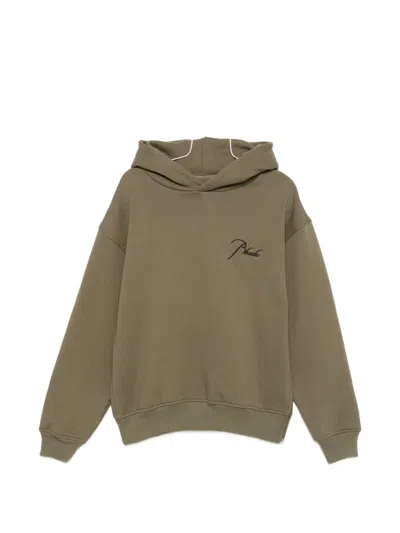 Rhude Green Hoodie In Brown