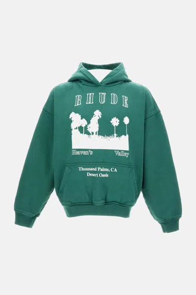 Rhude Men Green Printed Hoodie, S Luxury Sweatshirts & Hoodies For Men Darveys