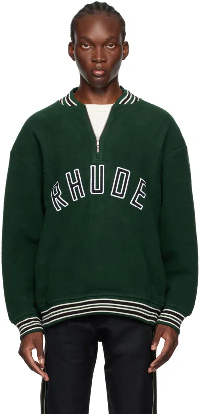 Rhude Half-zip Sweater In Green