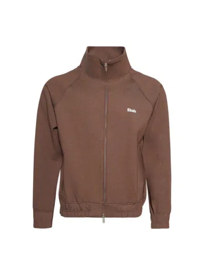 Rhude Hampton Zip-up Track Jacket In Taupe