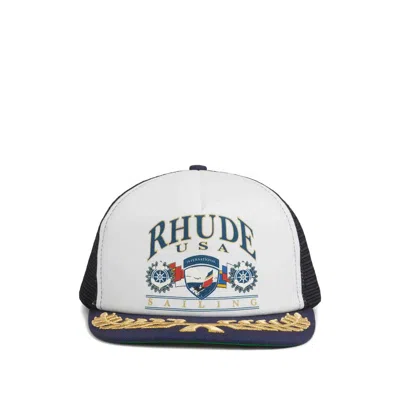 Rhude Usa Sailing Icon Trucker Hat In Blue