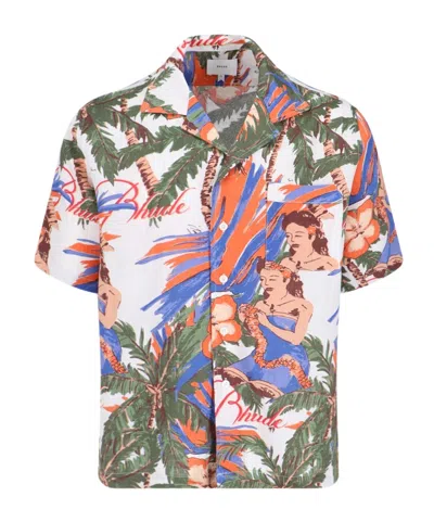 Rhude Hawaiian-print Linen Shirt In Multicolor