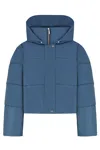 Rhude Hooded Down Jacket In Blue