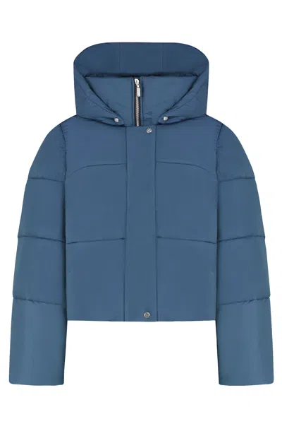 Rhude Hooded Down Jacket In Blue