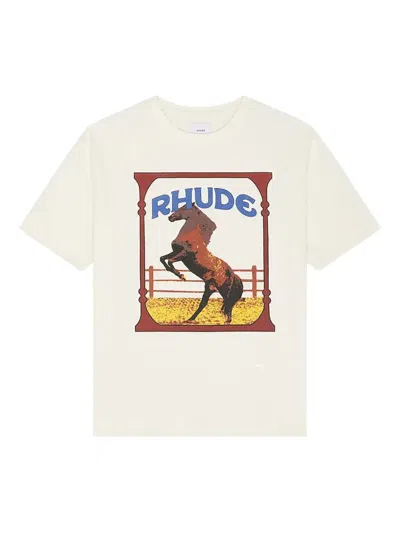 Rhude Horse-print T-shirt In Neutral