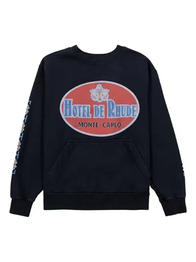 Rhude Hotel De  Monte-carlo Graphic Sweatshirt In Black