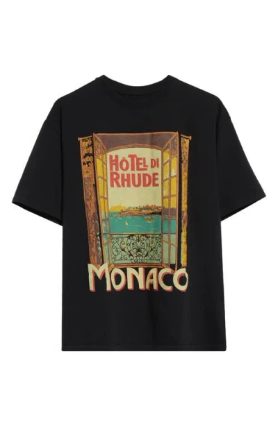 Rhude Hotel Di Monaco Graphic T-shirt In Black