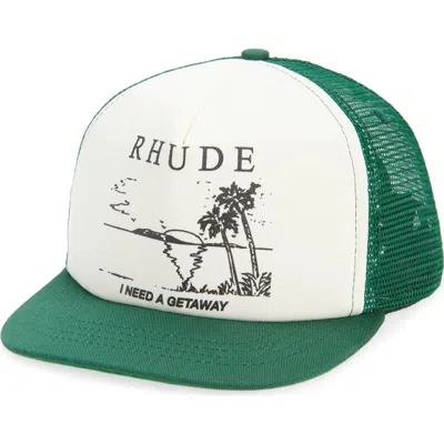 Rhude I Need A Getaway Snapback Trucker Hat In Green