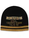 Rhude Intarsia-knit Logo Beanie In Black