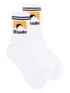 Rhude Logo Socks In Intarsia Knit In White