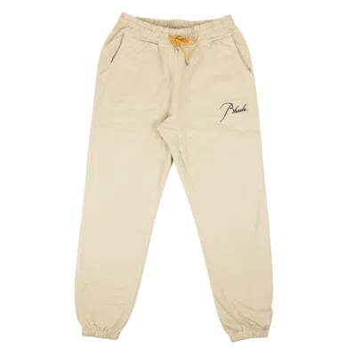 Rhude Ivory Bone Cotton Embroidered Logo Jogger Sweatpants In Gold