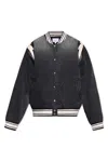 Rhude Black Lightning Varsity Denim Bomber Jacket In Black