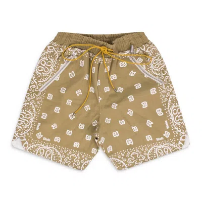 Rhude Straight-leg Bandana-print Cotton-twill Drawstring Shorts In Neutrals