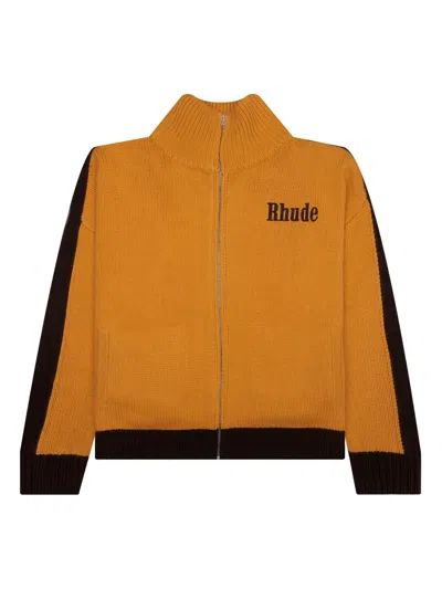 Rhude Knitted Panelled Track Jacket In Orange