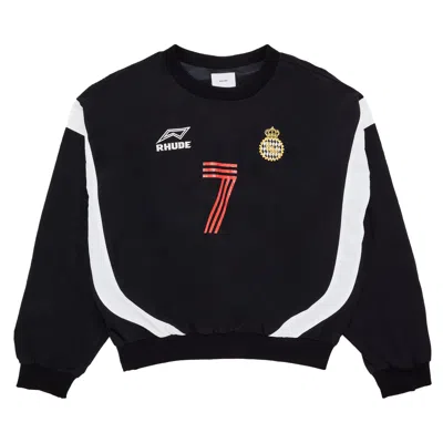 Pre-owned Rhude Lago Soccer Jersey Crewneck 'black' | Men's Size S