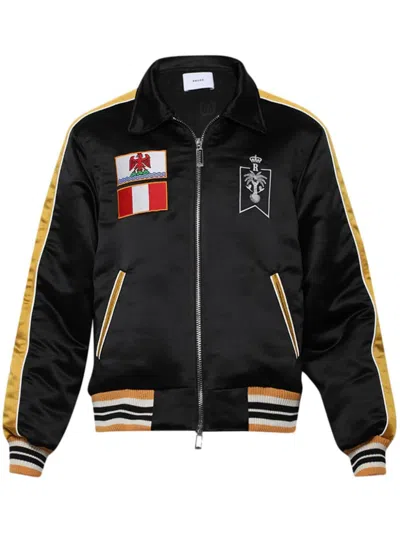 Rhude Black 'le Soleil' Bomber Jacket In Black/mustard