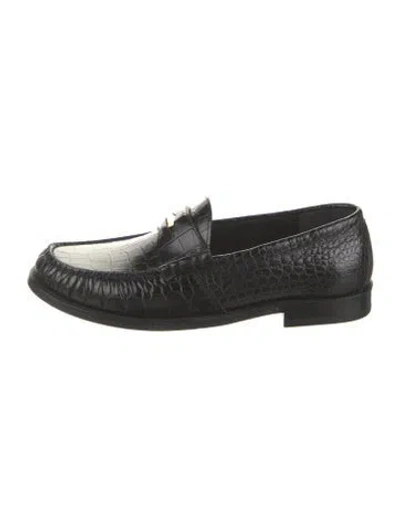 Pre-owned Rhude Leather Animal Print Loafers In Black
